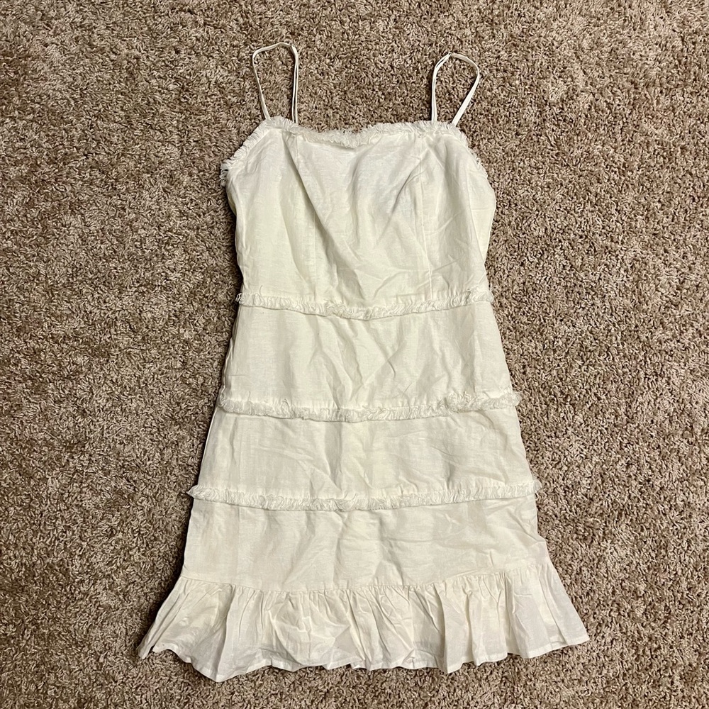 Blue Blush White Ruffle Dress